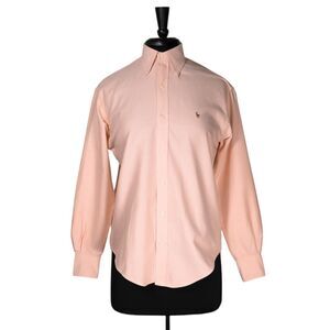 Ralph Lauren Sport Women's Shirt Button Up Peach Pastel Oxford Logo Blouse Top 2